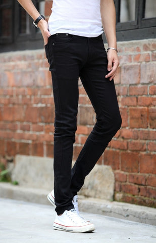 Mens tight stretch pants Slim Jeans autumn fashion cowboy skinny pencil pants homme casual jeans black demin trousers size 27-42