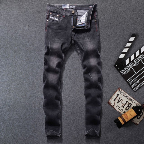 Black Color Fashion Skinny Jeans Stretch Casual Pants Big Size 29-40 Brand Designer Classical Jeans Men Top Quality Ripped Jeans