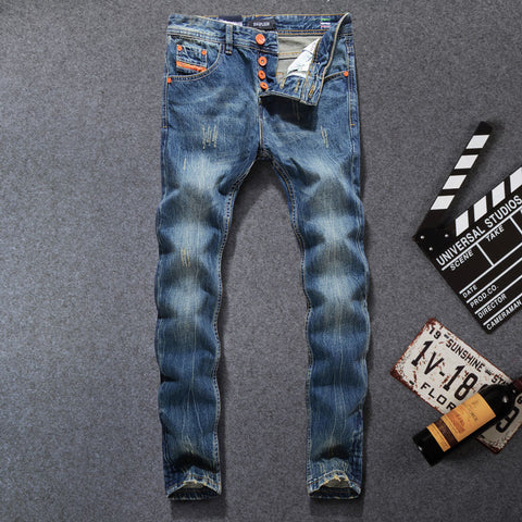 2019 High Quality Fashion Men Jeans Dsel Brand Ripped Jeans For Men Patchwork Pants Straight Slim Fit Distressed Hole Jeans Men