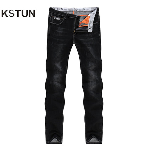 KSTUN Jeans for Men Famous Brand Black 2018 Winter Stretch Business Casual Slim Fit Male Straight Classic Trousers High Quality