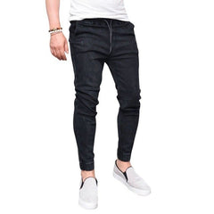 Laamei 2018 New Spring Autumn Long Pencil Pants Male Casual Slim Jeans Brands Fit Slim Trousers Elastic Waist Male Pantalones