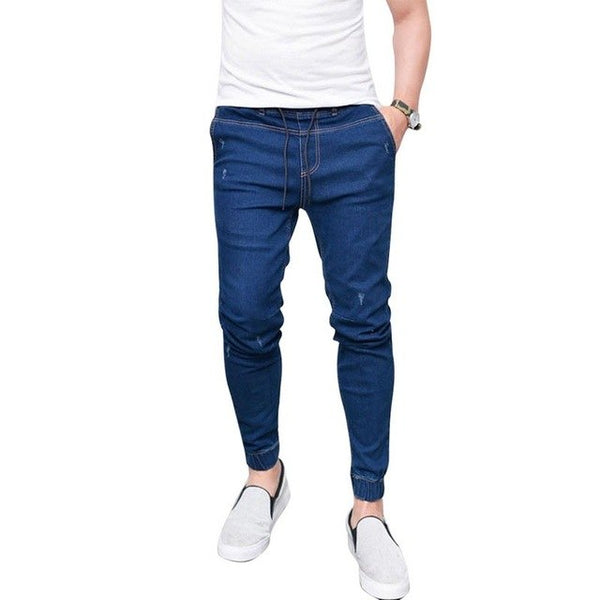 Laamei 2018 New Spring Autumn Long Pencil Pants Male Casual Slim Jeans Brands Fit Slim Trousers Elastic Waist Male Pantalones