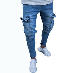 Laamei 2018 New Spring Autumn Long Pencil Pants Male Casual Slim Jeans Brands Fit Slim Trousers Elastic Waist Male Pantalones