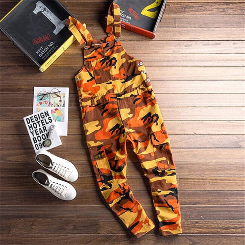 MORUANCLE Men's Camouflage Cargo Denim Bib Overalls Hip Hop Jeans Jumpsuits Camo Workwear Suspender Pants With Multi Pockets