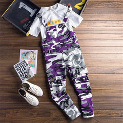 MORUANCLE Men's Camouflage Cargo Denim Bib Overalls Hip Hop Jeans Jumpsuits Camo Workwear Suspender Pants With Multi Pockets