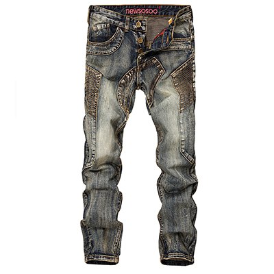 2018 New Button Fly Denim Pants For Men Biker Ripped Long Jeans Vintage Blue Moto Jeans Pants Men's Brand Clothing Size 28-38