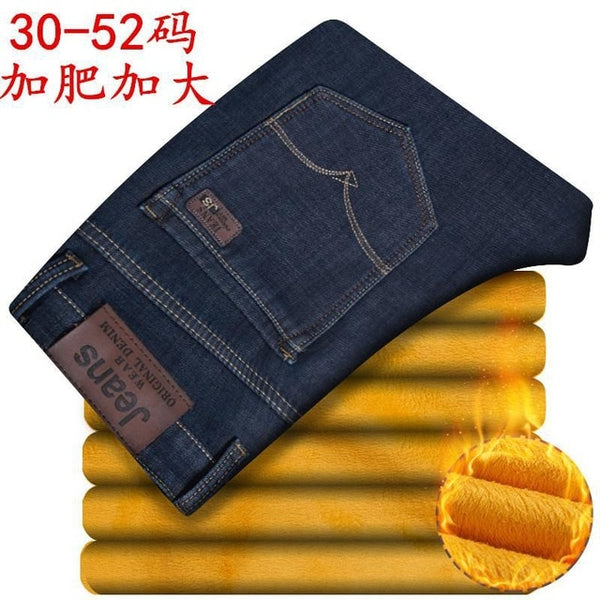 New Arrival Men's Add Velvet Fashion High Quality  Jeans Long Denim Brand Pants Male Cotton Plus Size 30- 40 42 44 46 48 50 52