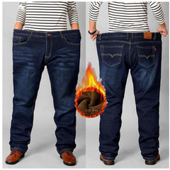 New Arrival Men's Add Velvet Fashion High Quality  Jeans Long Denim Brand Pants Male Cotton Plus Size 30- 40 42 44 46 48 50 52